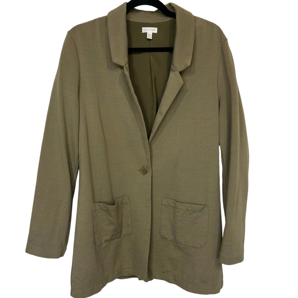 Garnet Hill Knit Relaxed Blazer 12 Single-Button Closure Sophisticated Comfort